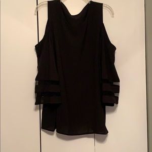Cold shoulder top, bell sleeve, sheer sleeves, XL